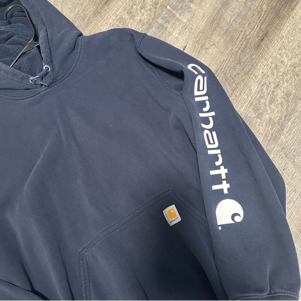 Carhartt Men's Dark Blue Hoodie with Logo - Picture 4 of 4